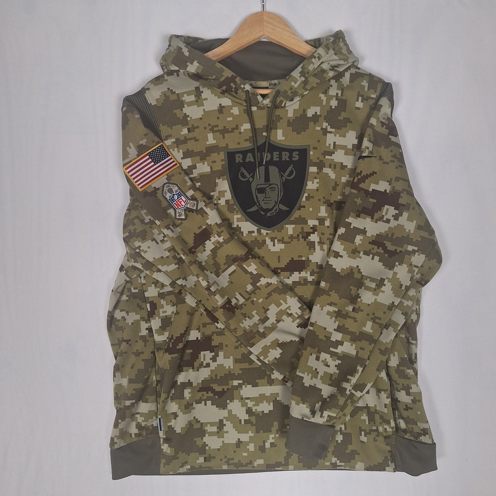Nike Oakland Raiders Salute to Service Digital Camo Hoodie XL NFL Dri-FIT